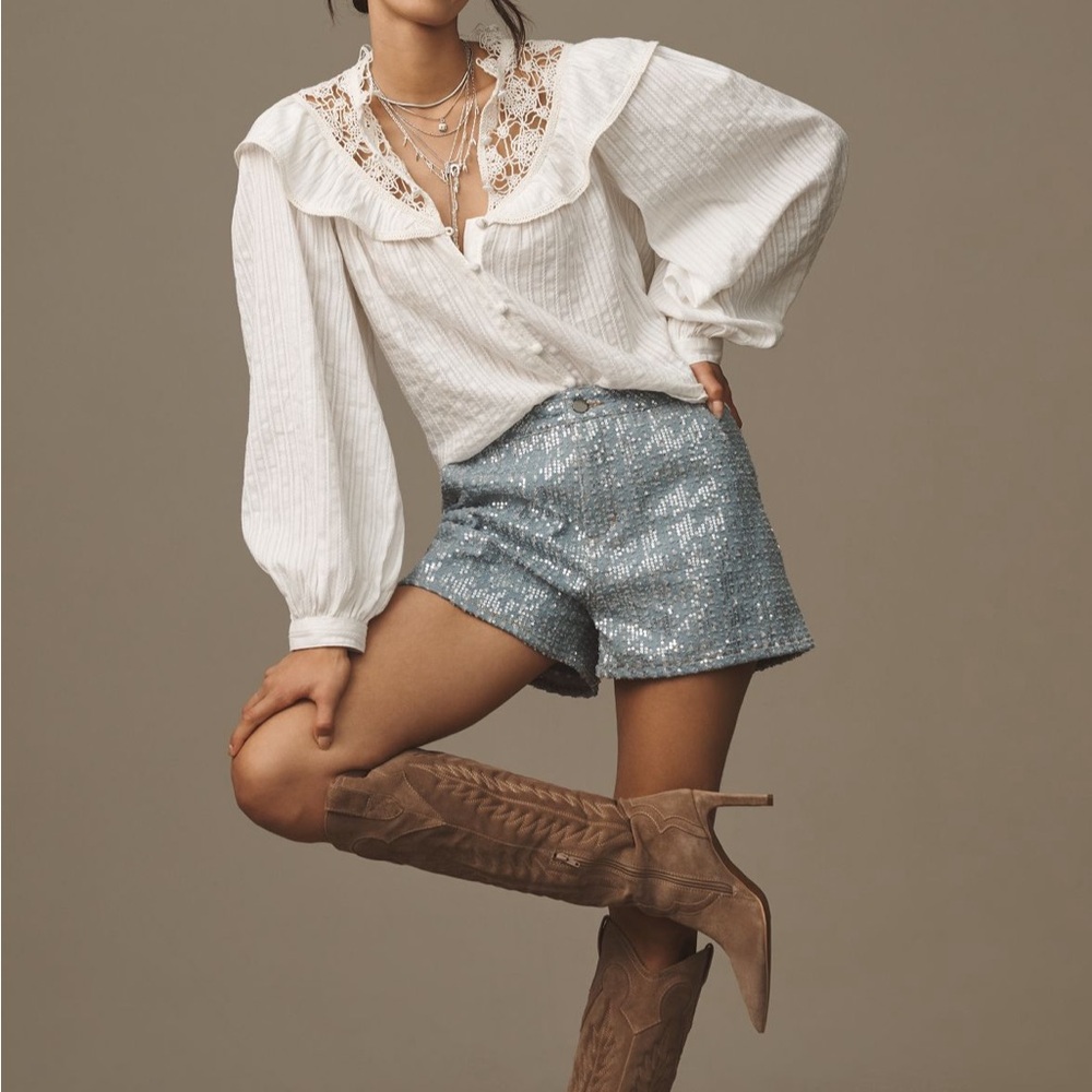 Anthropologie White Lace Blouse